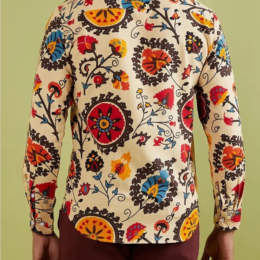 Vibrant Floral Print Casual Shirt by Design Fashion Men’s Large